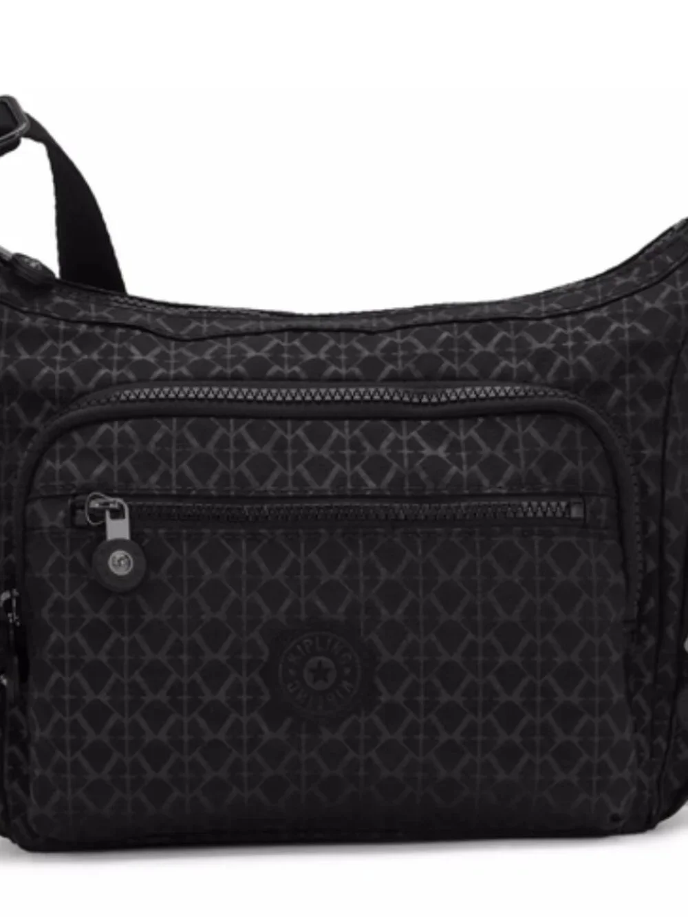 Kipling Gabbie Small Crossbody Bag Black Signature Embossed Monkey Keychain